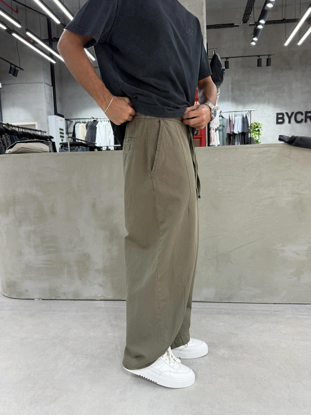Haki Premium Pileli Süper Baggy