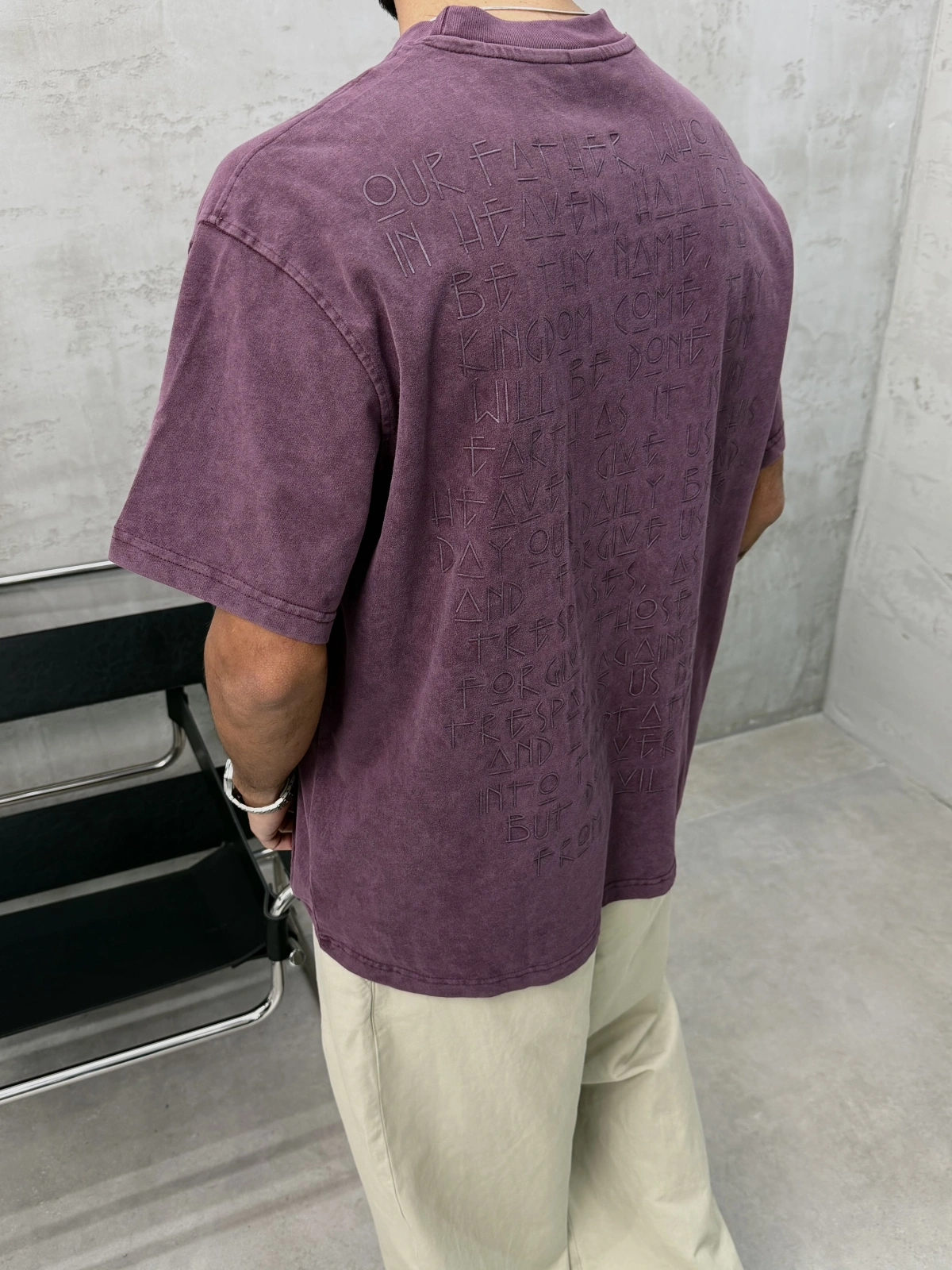 Day Bordo Yıkamalı Oversize T-Shirt