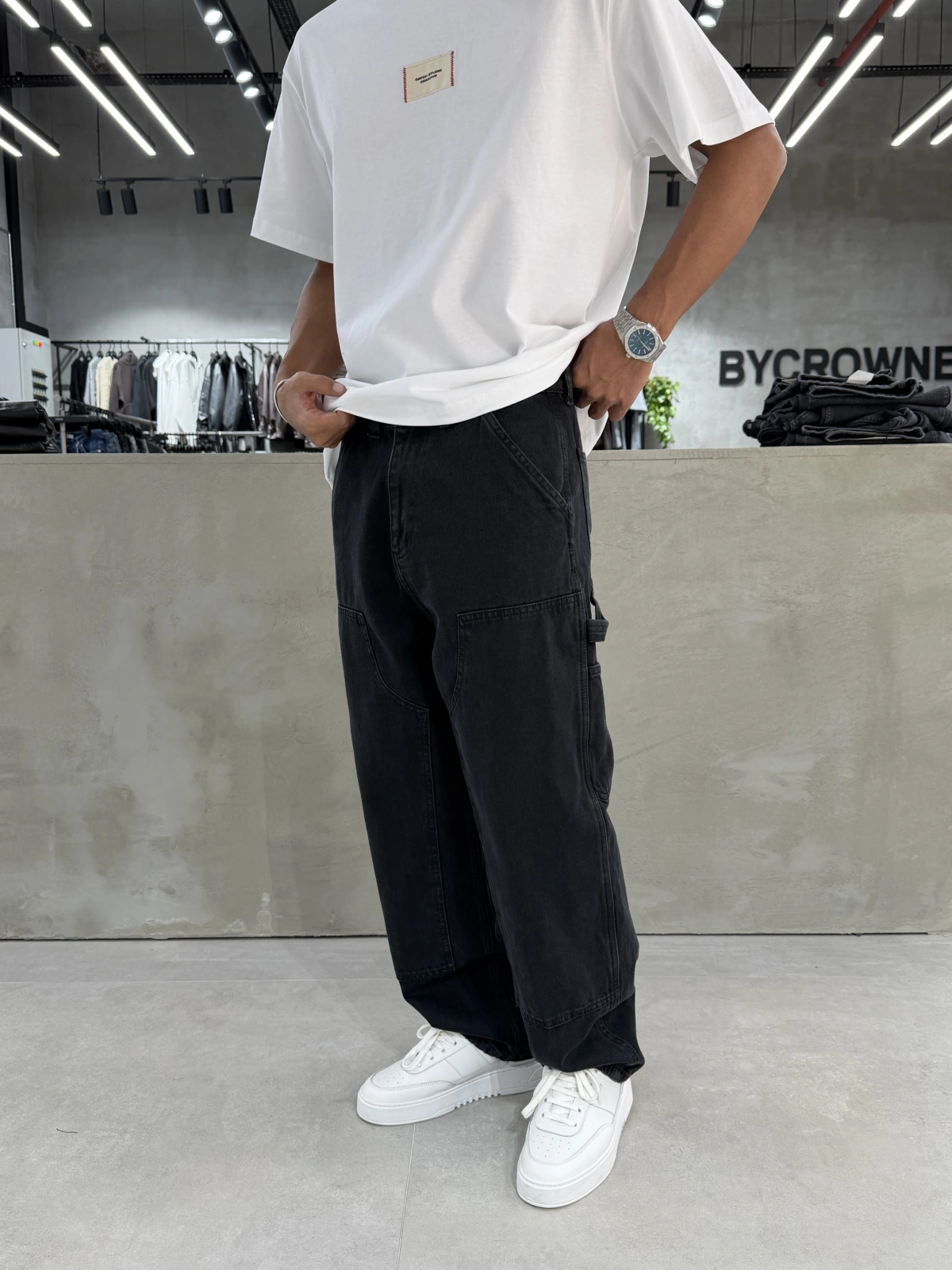 Siyah Dikişli Denim Bol Kalıp Baggy