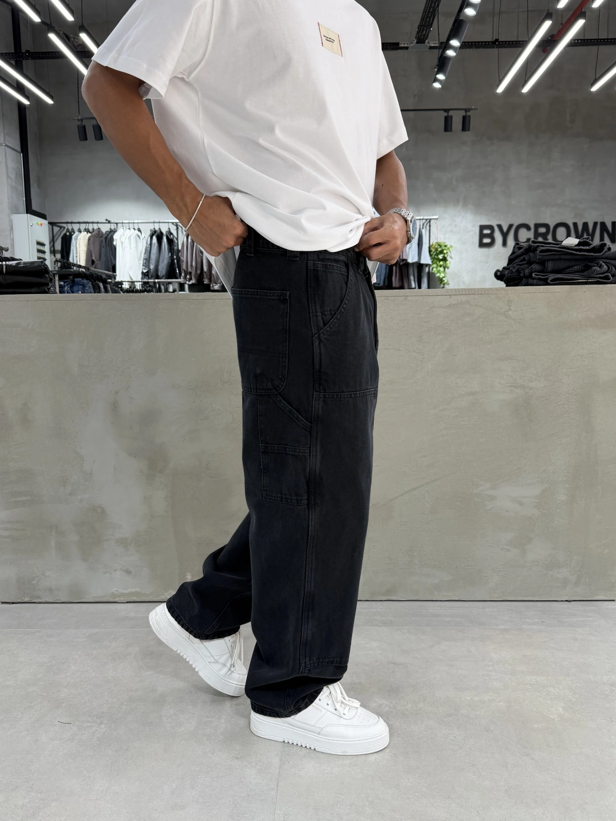 Siyah Dikişli Denim Bol Kalıp Baggy