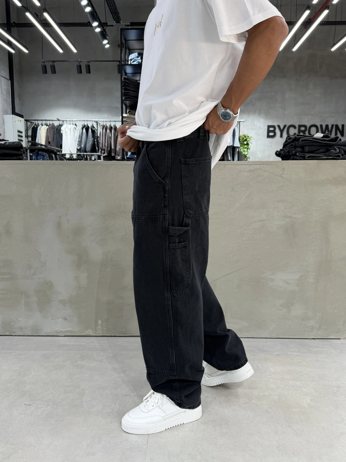 Siyah Dikişli Denim Bol Kalıp Baggy