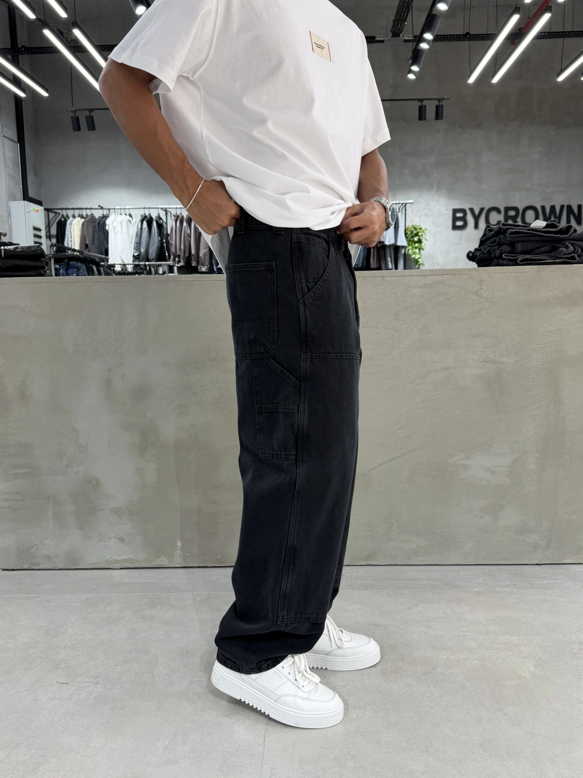 Siyah Dikişli Denim Bol Kalıp Baggy