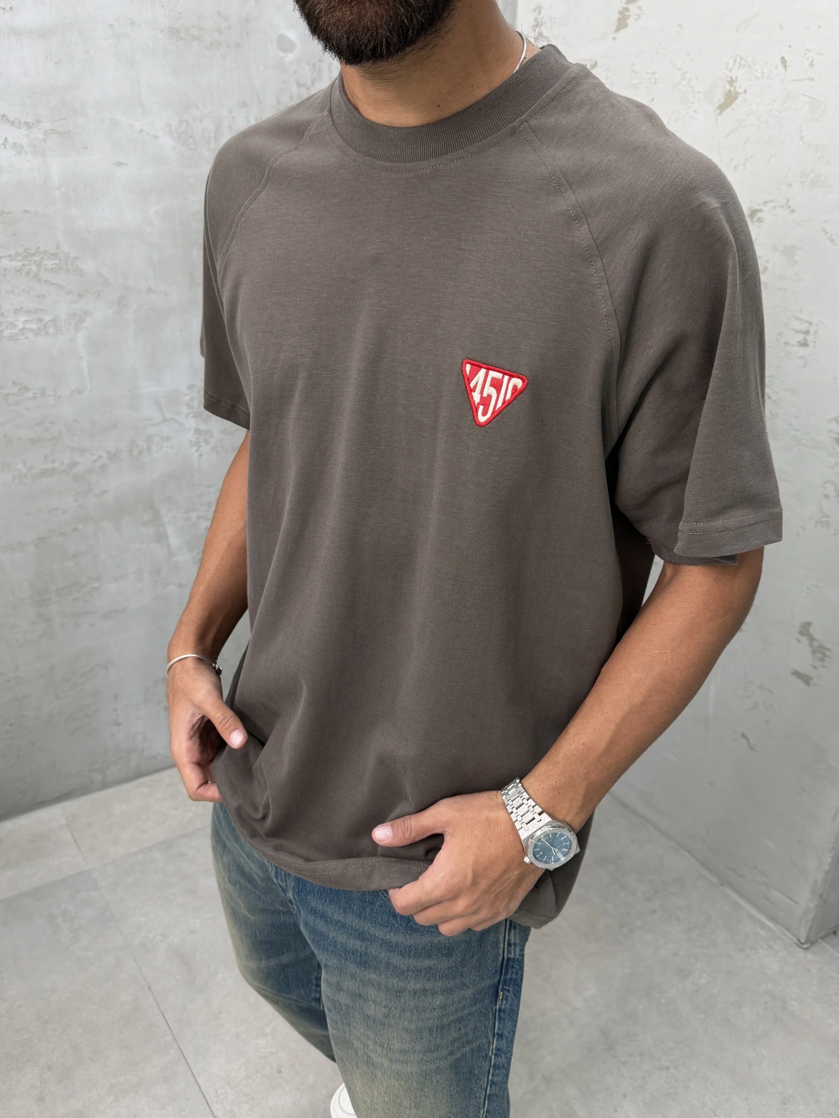 Kahve Süper Minimal Baskılı Oversize T-Shirt