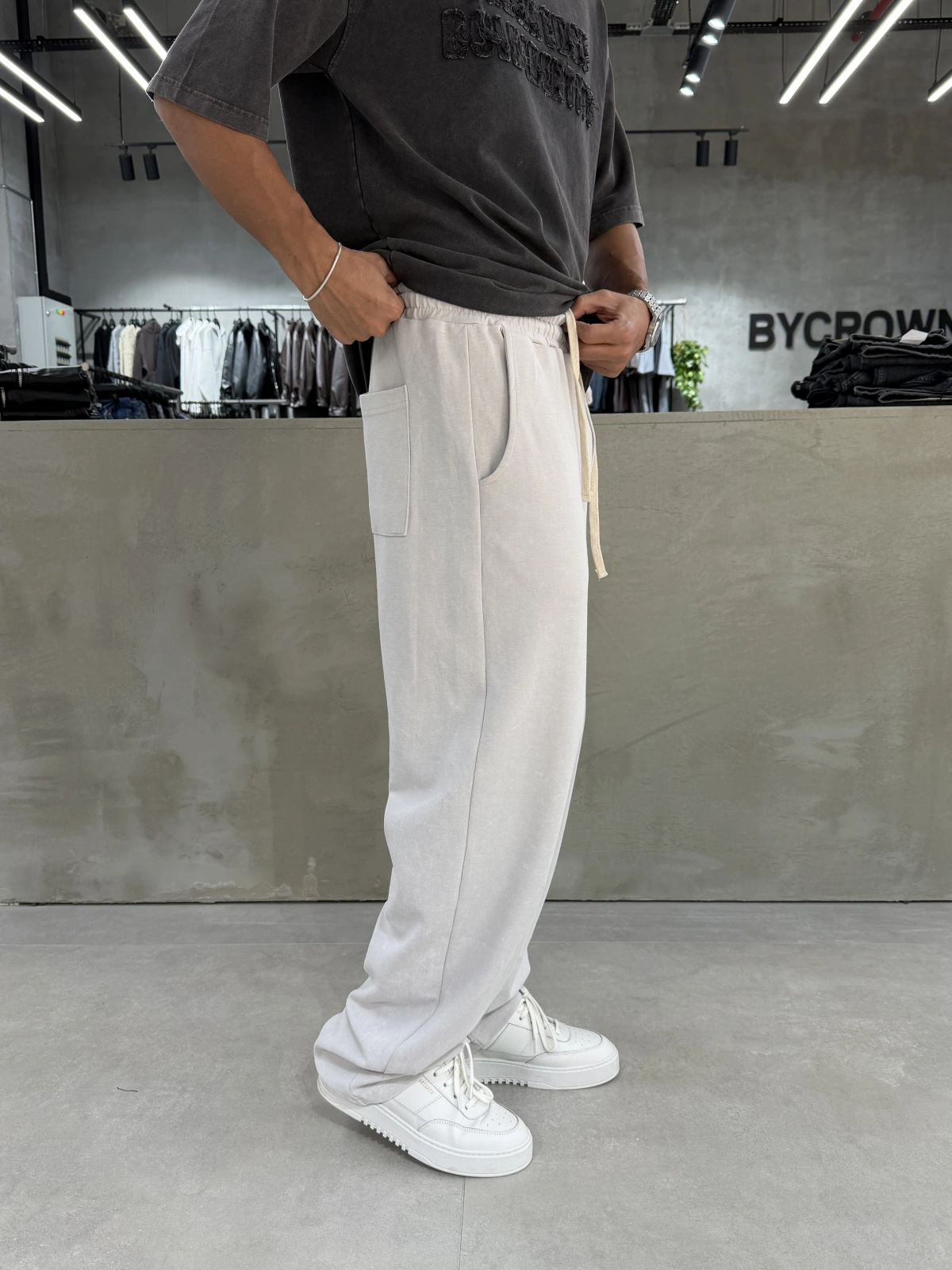 Krem Yıkamalı Comfort Bol Kalıp Eşofman