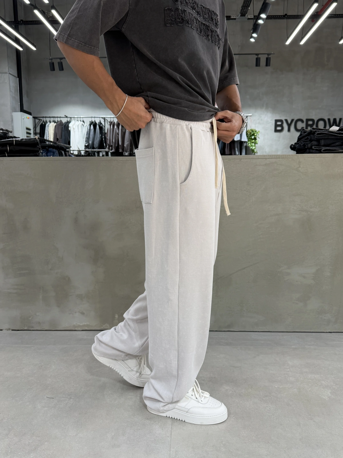 Krem Yıkamalı Comfort Bol Kalıp Eşofman