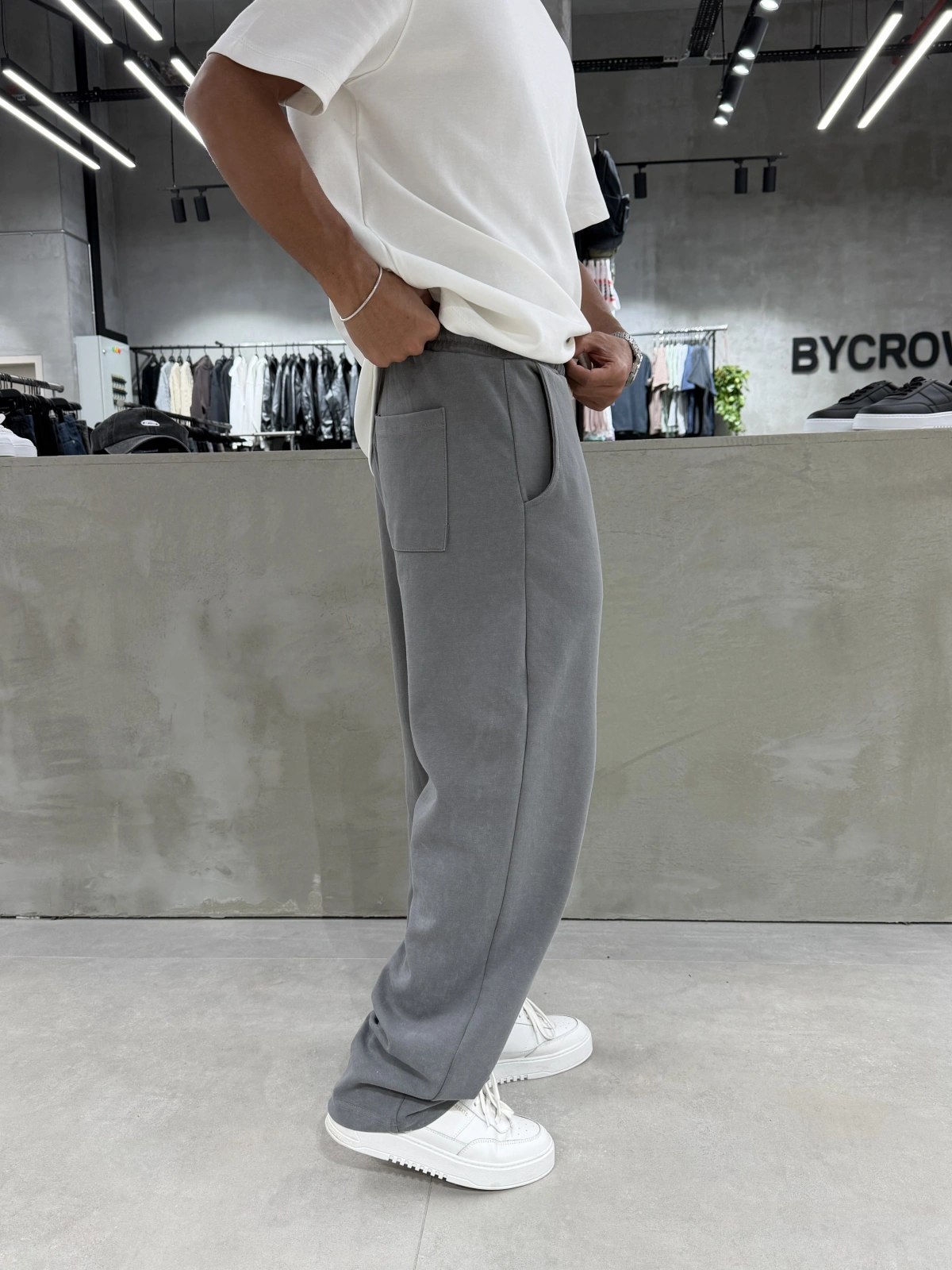 Gri Yıkamalı Comfort Bol Kalıp Eşofman