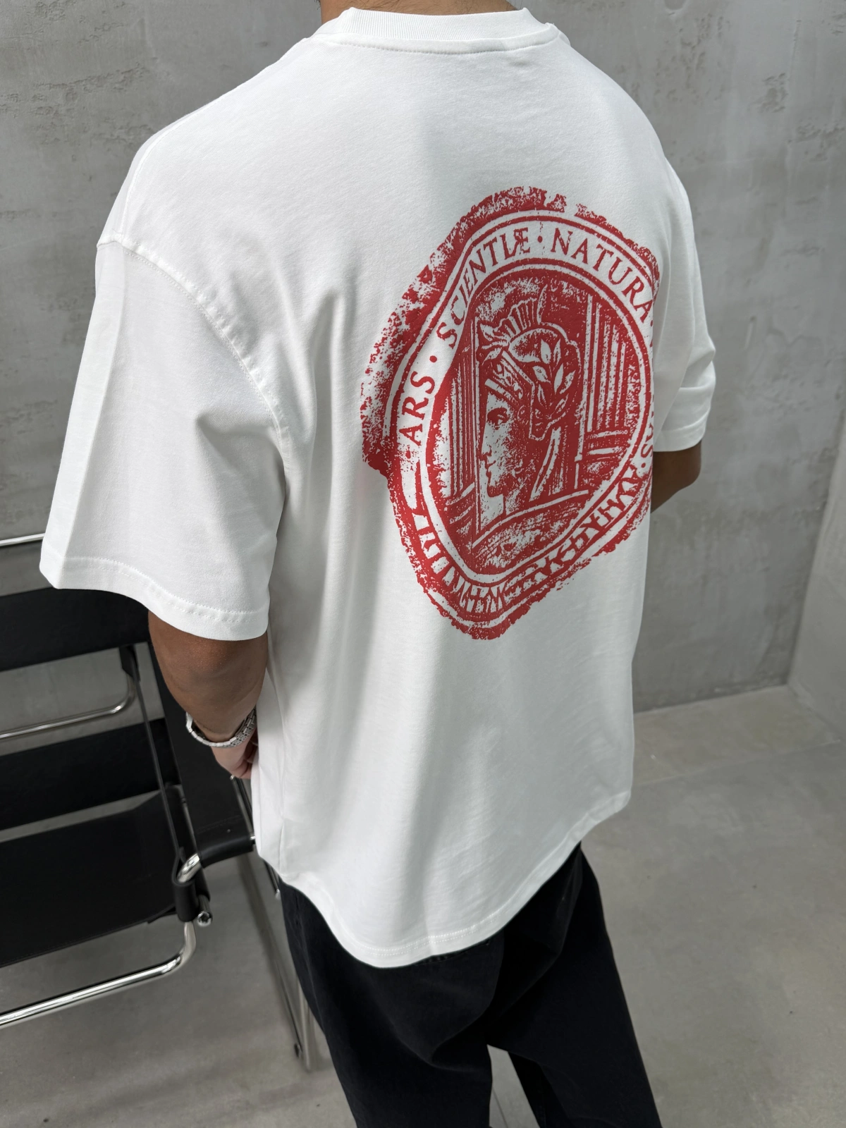 XV Beyaz Baskılı Oversize T-Shirt
