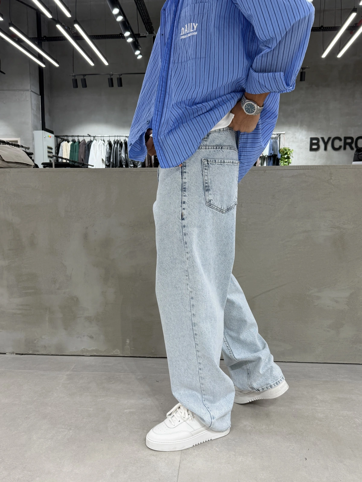 Buz Mavi Loose Bol Kalıp Baggy Jean
