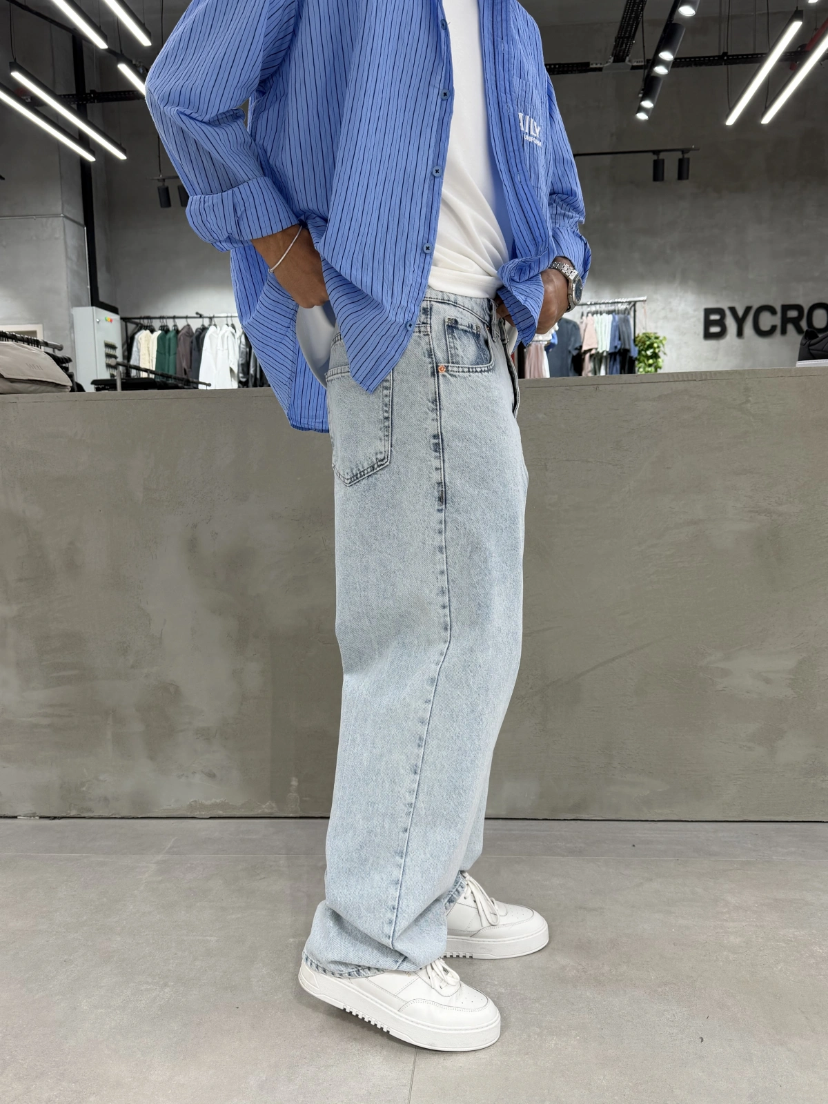 Buz Mavi Loose Bol Kalıp Baggy Jean