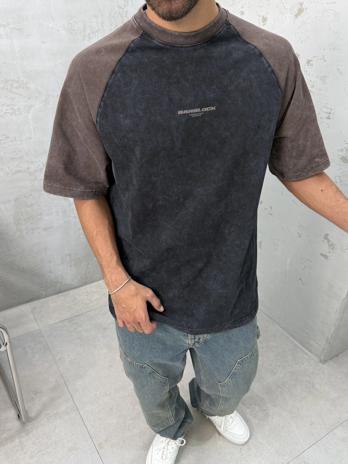 Barblock Siyah Yıkamalı Oversize T-shirt