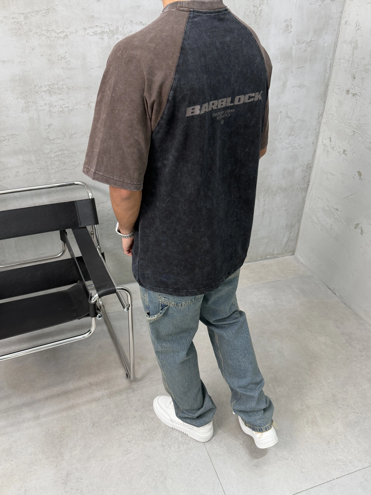 Barblock Siyah Yıkamalı Oversize T-shirt