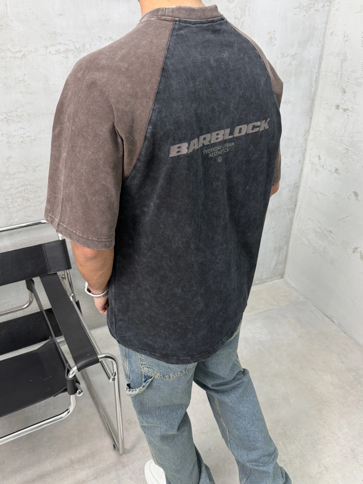 Barblock Siyah Yıkamalı Oversize T-shirt
