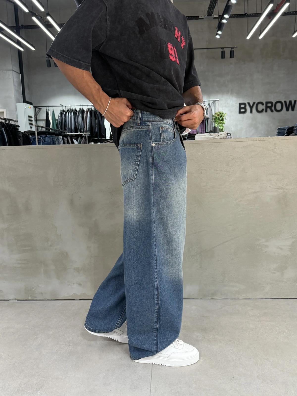 Mavi Yıkamalı Relaxed Balon Baggy