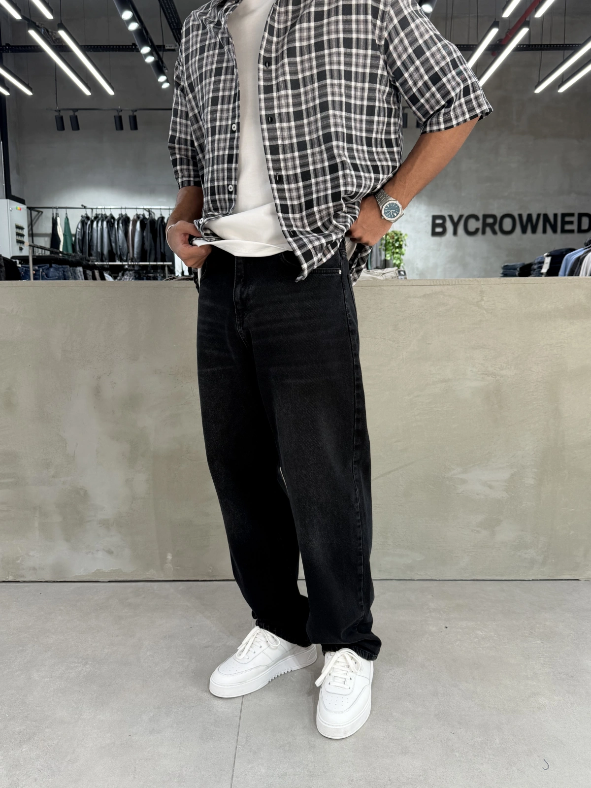 Siyah Street Bol Kalıp Baggy Jean