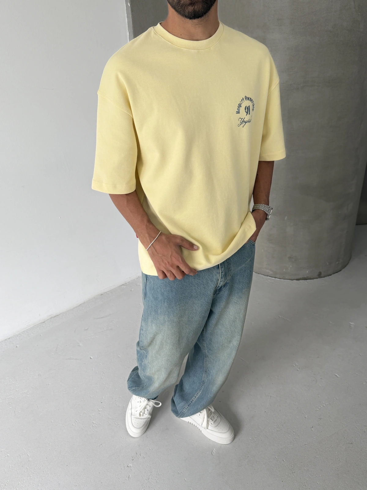 Sarı Respect Oversize Tshirt