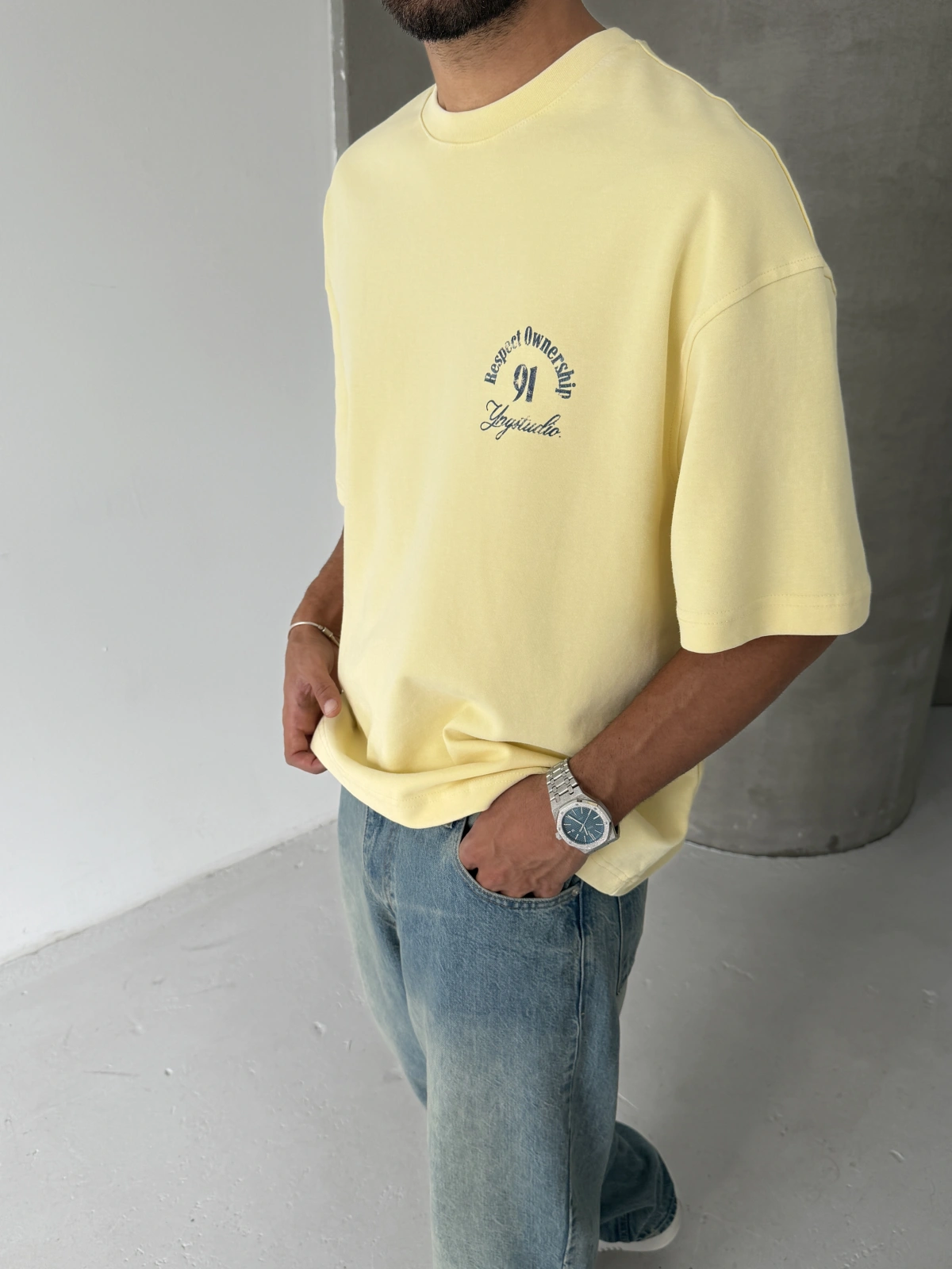 Sarı Respect Oversize Tshirt