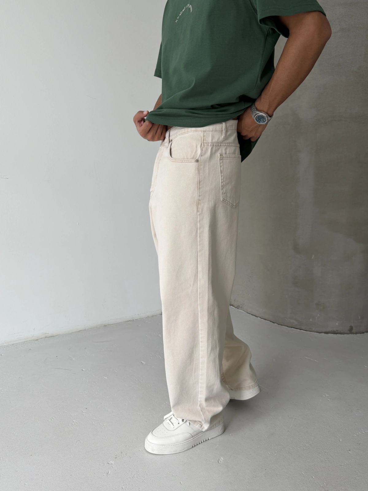 Krem Bol Kalıp Baggy Jean