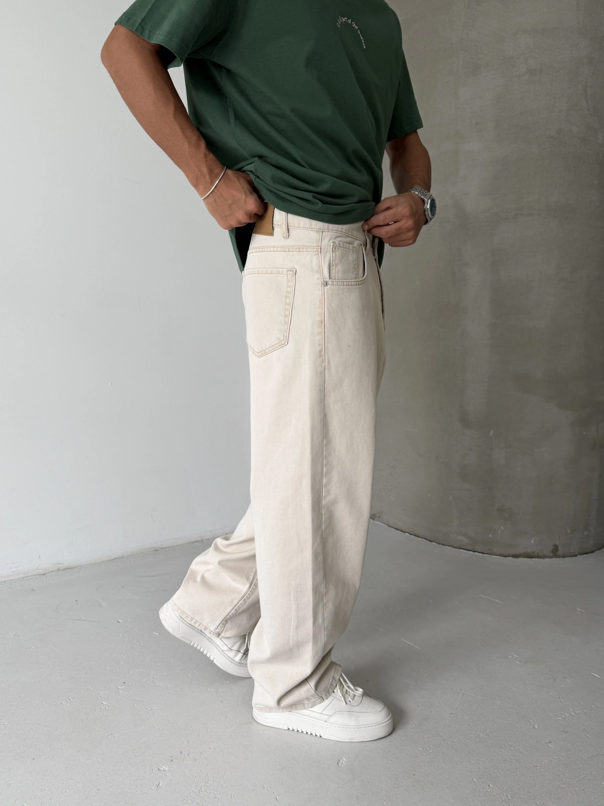 Krem Bol Kalıp Baggy Jean