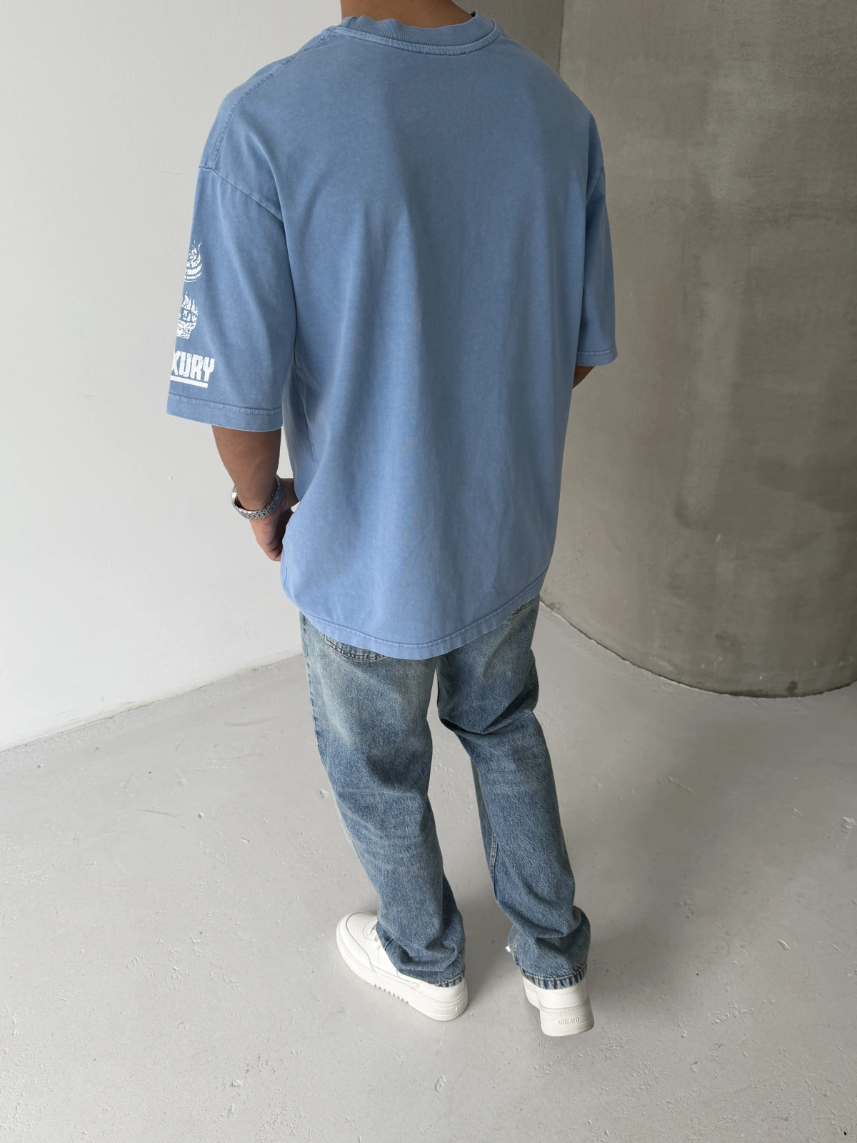 Mavi Yıkamalı Safe Oversize Tshirt