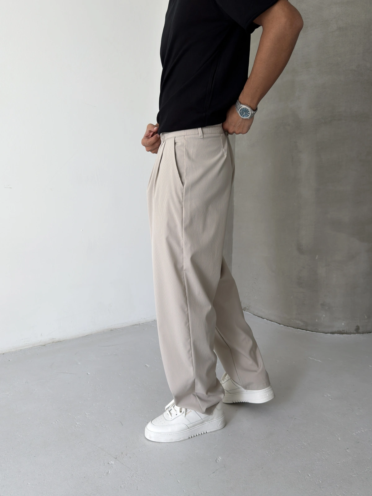 Krem Premium Casual Kumaş Baggy