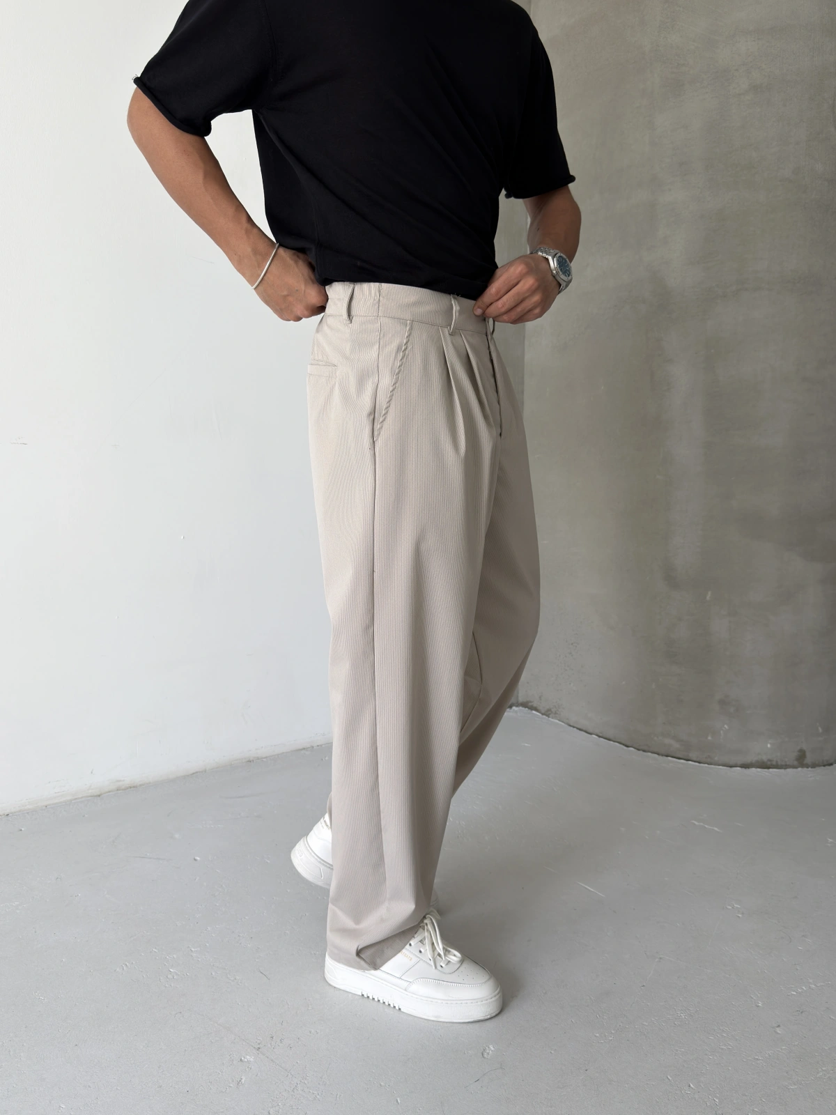 Krem Premium Casual Kumaş Baggy