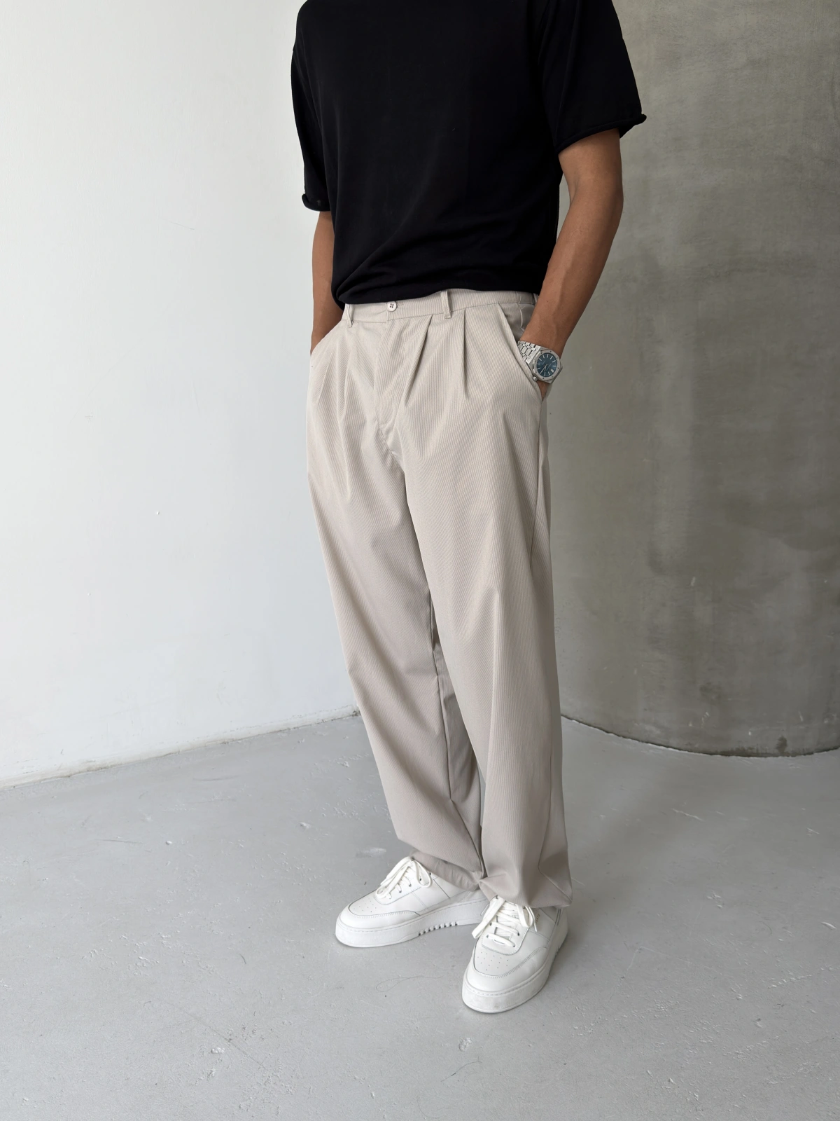 Krem Premium Casual Kumaş Baggy