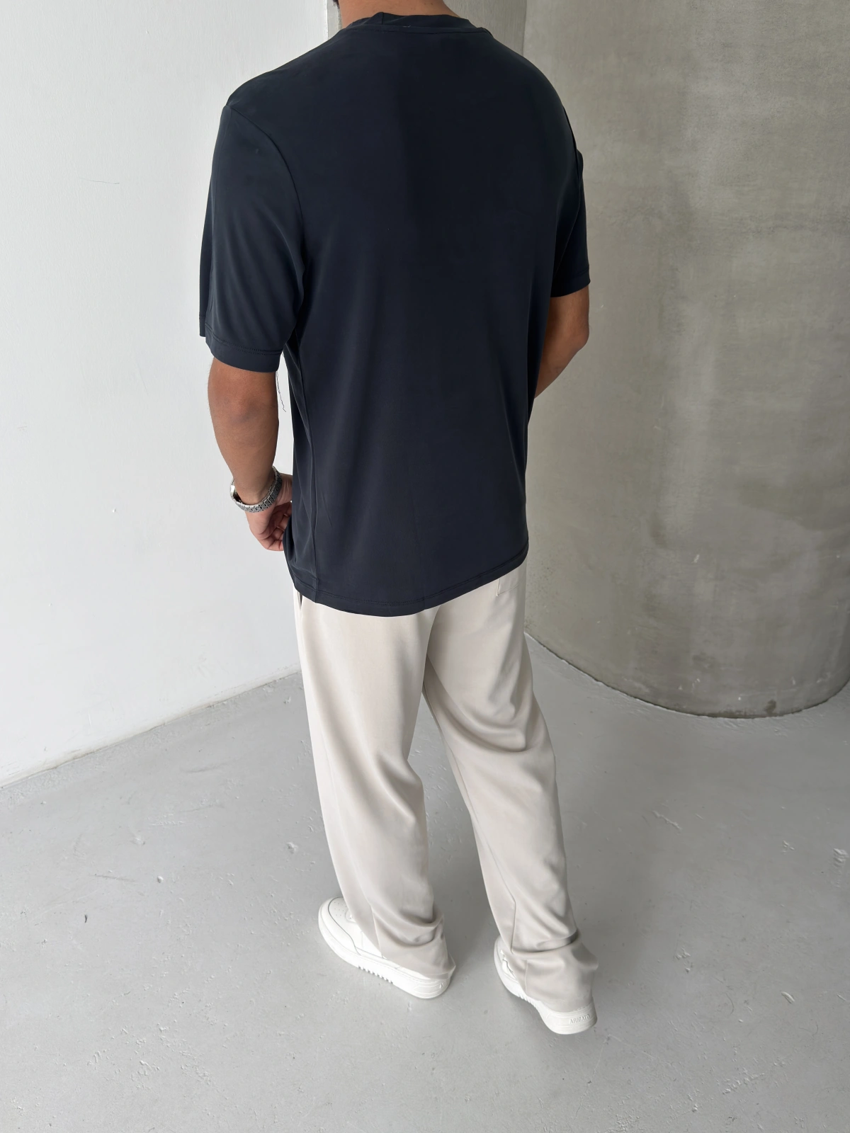 Siyah Modal Kumaş Regular T-shirt