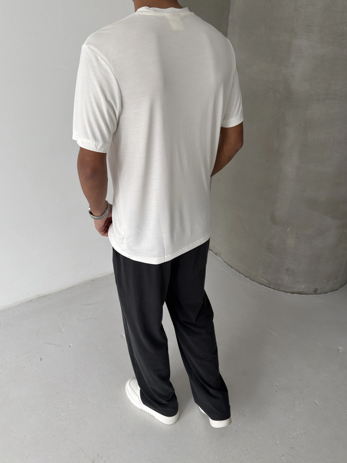 Beyaz Modal Kumaş Regular T-shirt