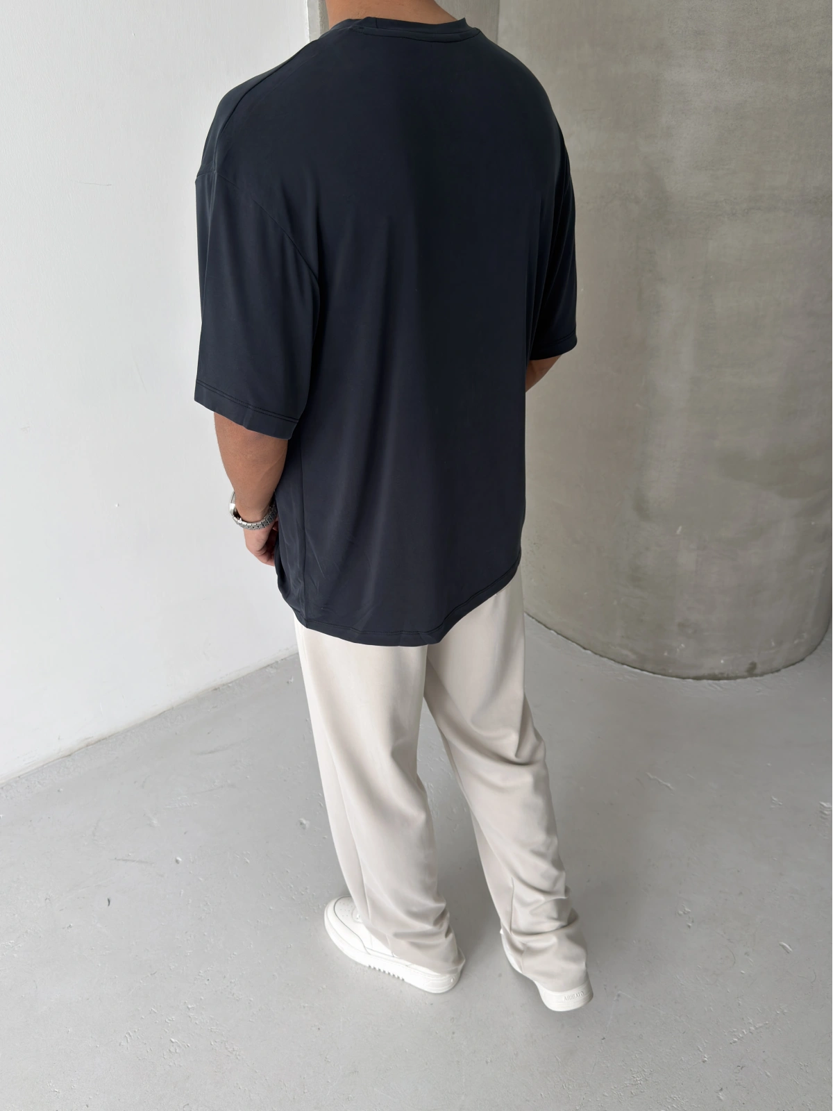 Siyah Modal Kumaş Oversize T-shirt