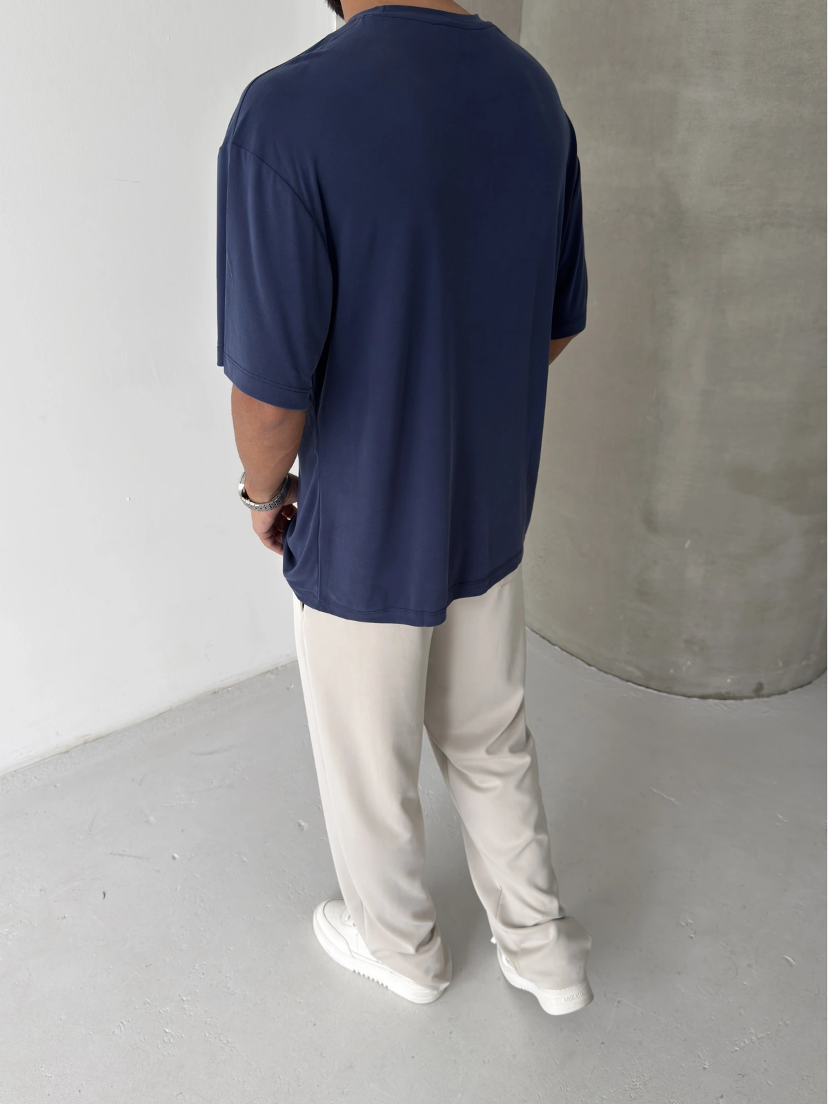 Lacivert Modal Kumaş Oversize T-shirt