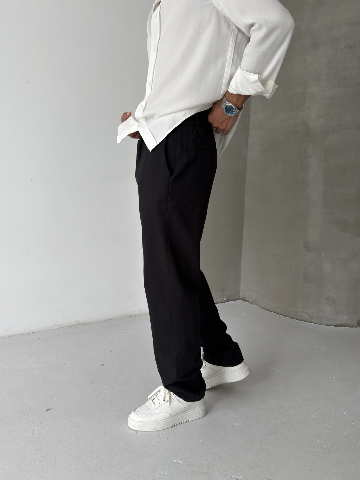 Siyah Regular Kalıp Keten Baggy