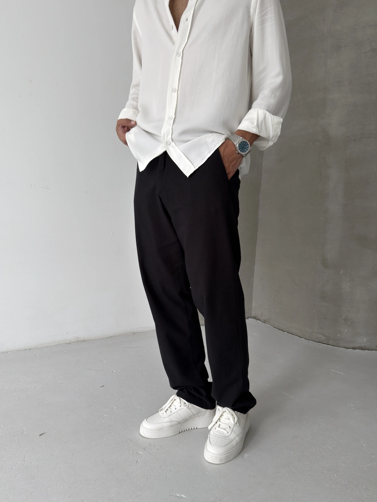 Siyah Regular Kalıp Keten Baggy