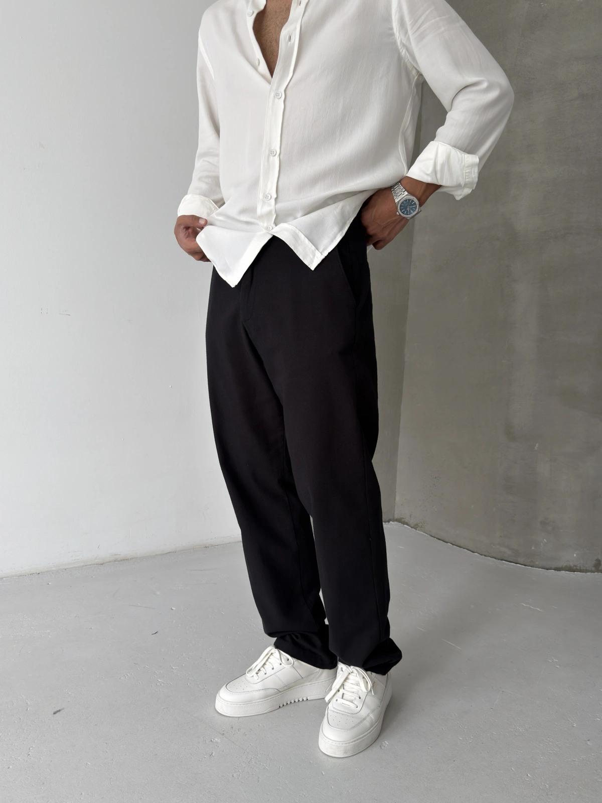 Siyah Regular Kalıp Keten Baggy
