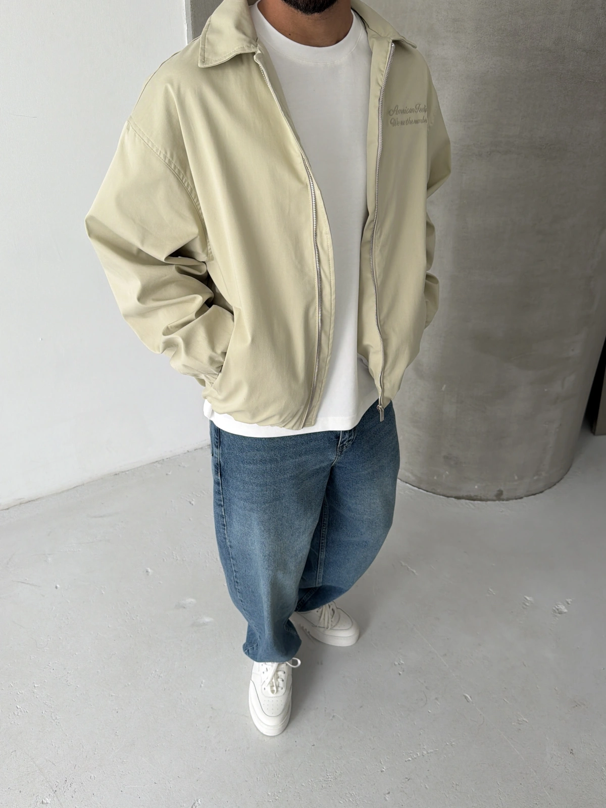 Yeşil Golden Oversize Bomber Ceket