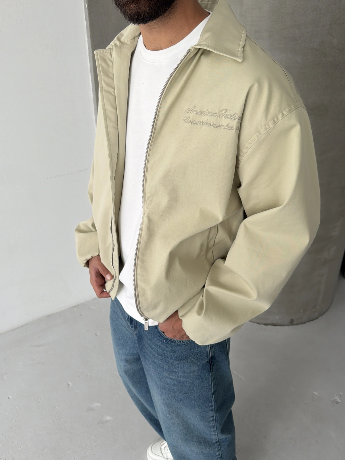 Yeşil Golden Oversize Bomber Ceket