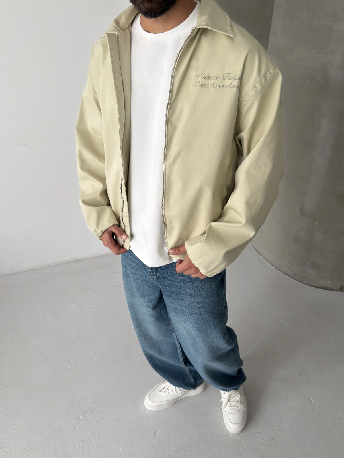 Yeşil Golden Oversize Bomber Ceket
