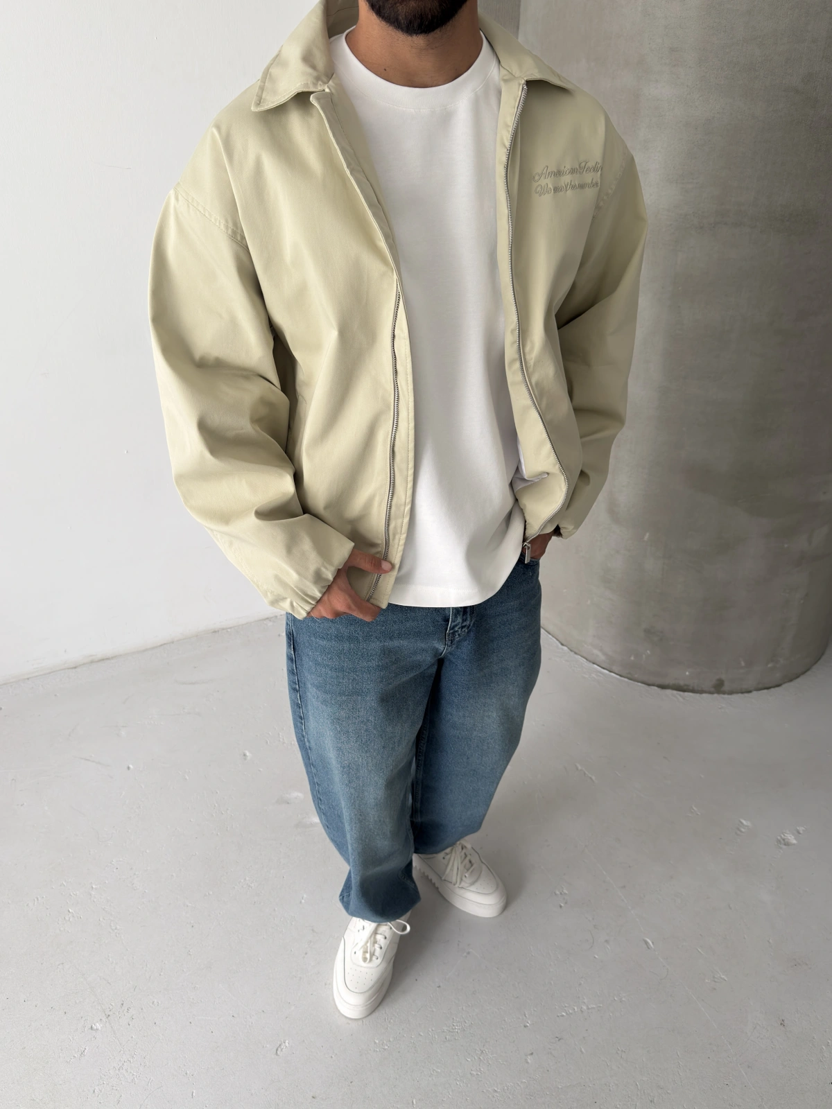 Yeşil Golden Oversize Bomber Ceket