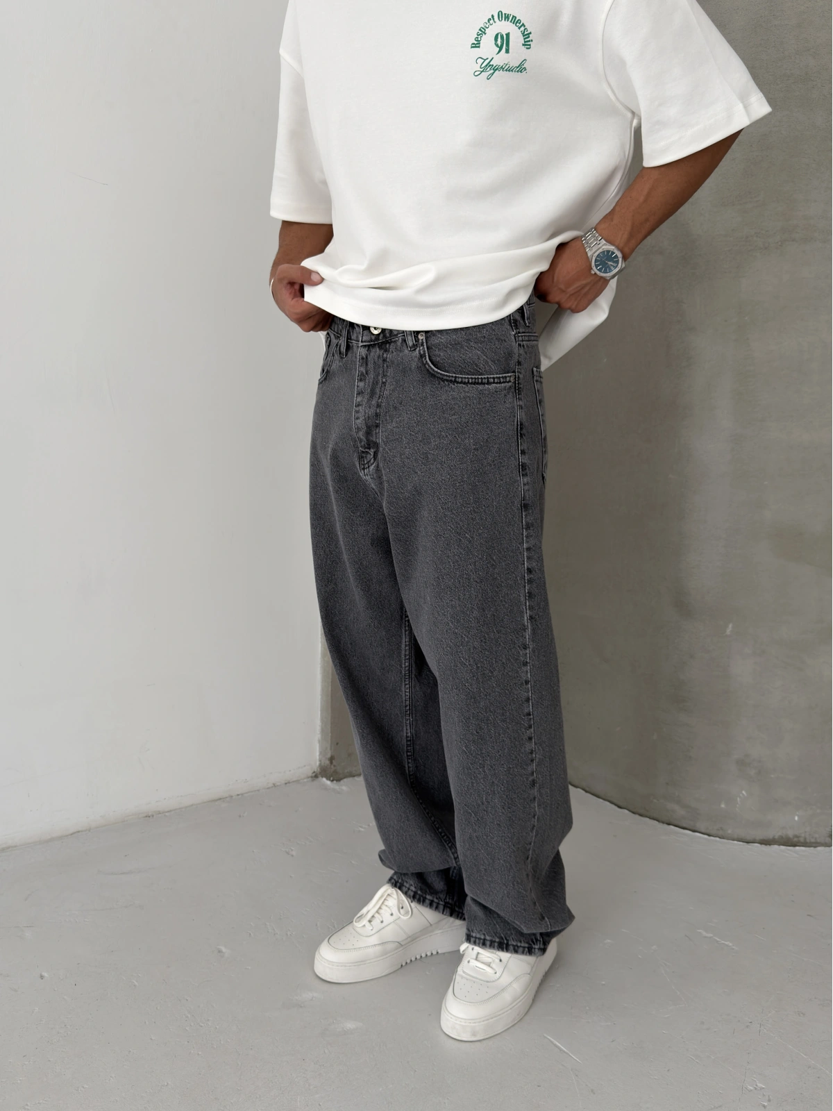 Antrasit Loose Bol Kalıp Baggy Jean
