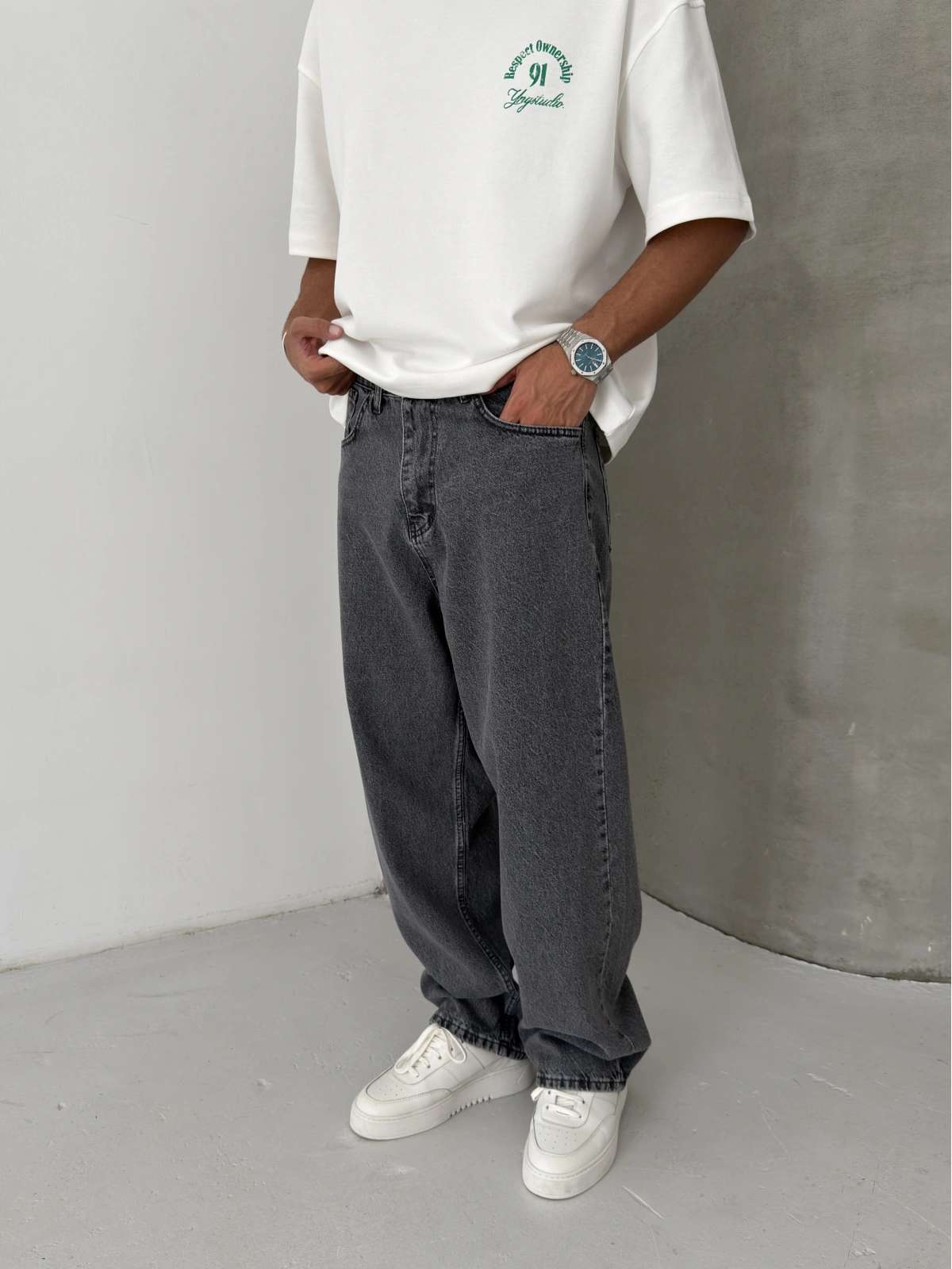 Antrasit Loose Bol Kalıp Baggy Jean