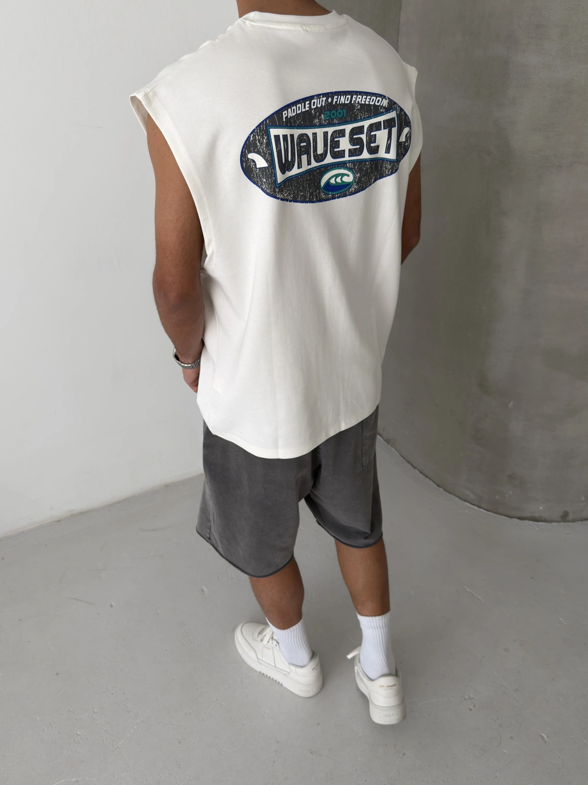 Beyaz Baskı Detay Oversize Atlet