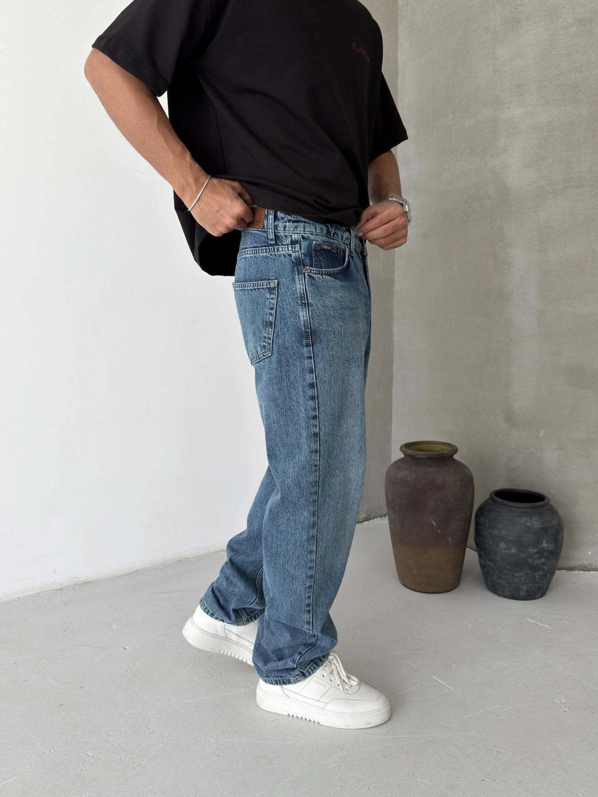 Mavi Yıkamalı Street Baggy Jean