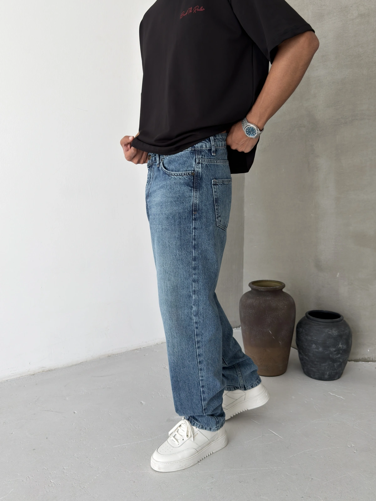 Mavi Yıkamalı Street Baggy Jean