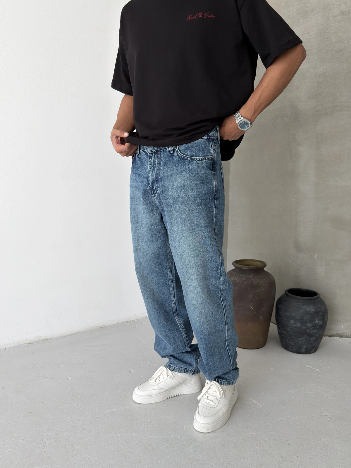 Mavi Yıkamalı Street Baggy Jean