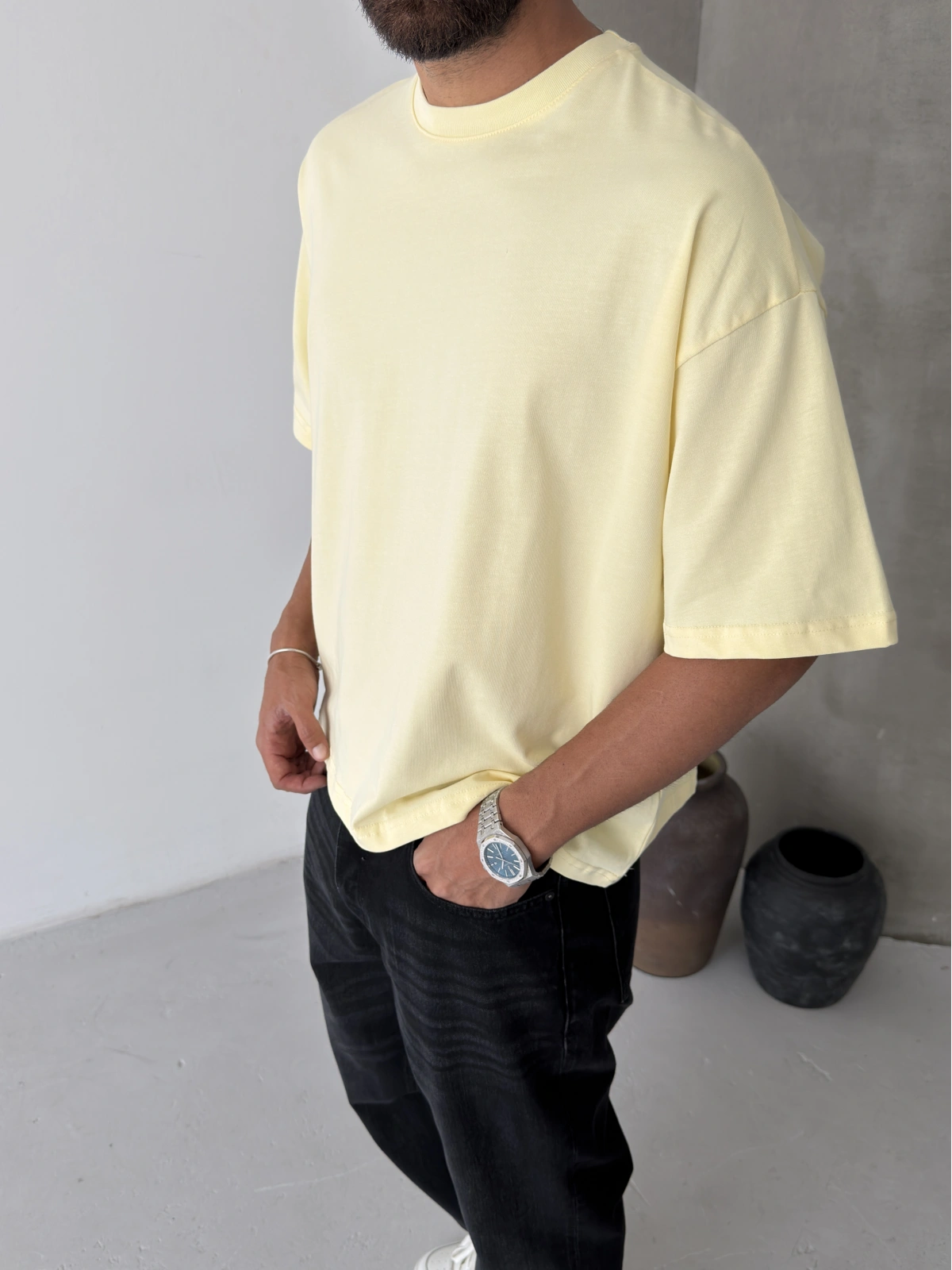 Sarı Boxy Oversize T-shirt