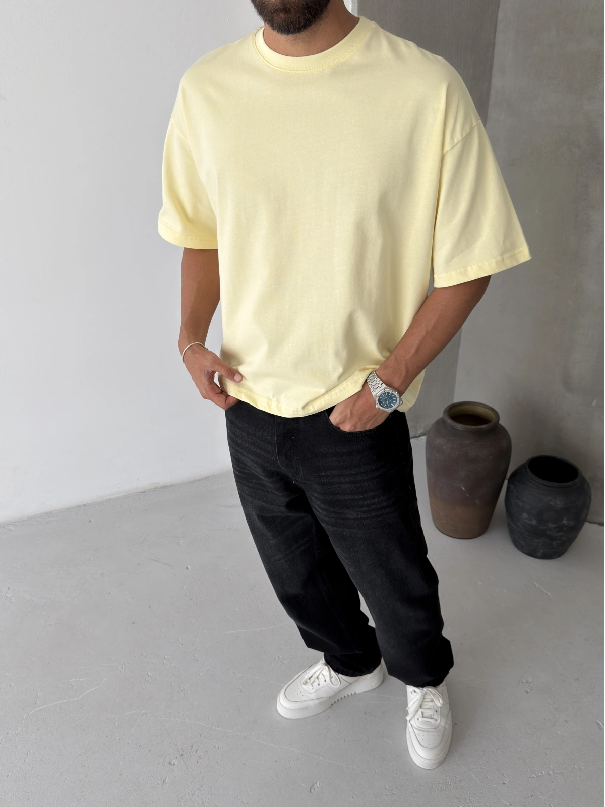 Sarı Boxy Oversize T-shirt