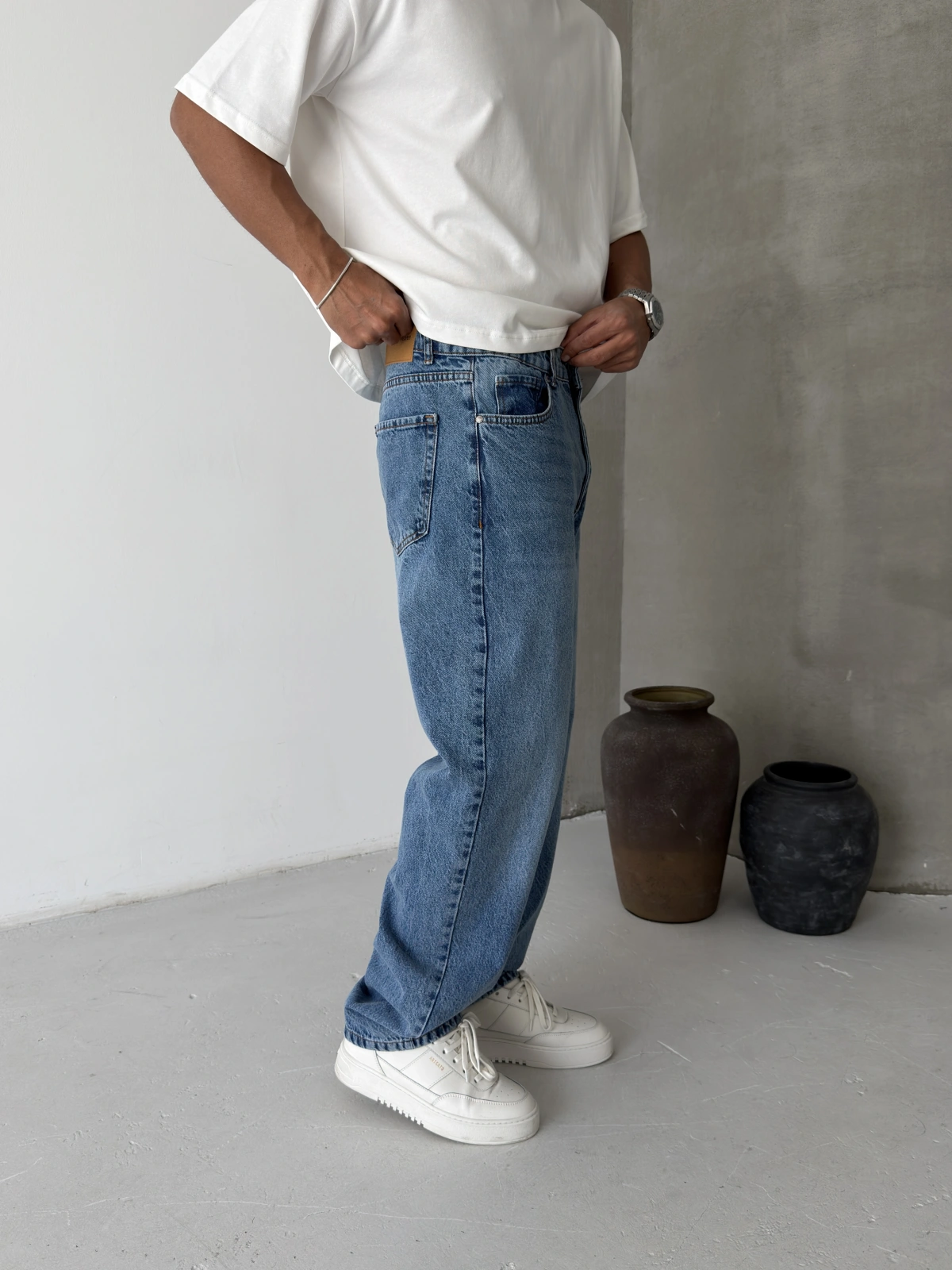Mavi Dark Blue Bol Kalıp Baggy Jean