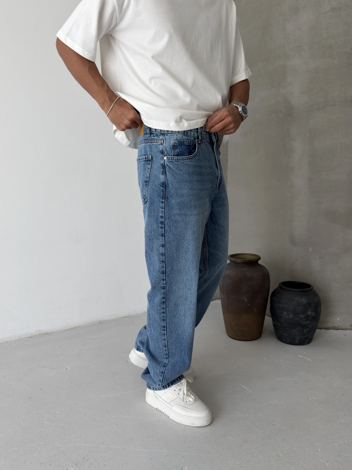 Mavi Dark Blue Bol Kalıp Baggy Jean