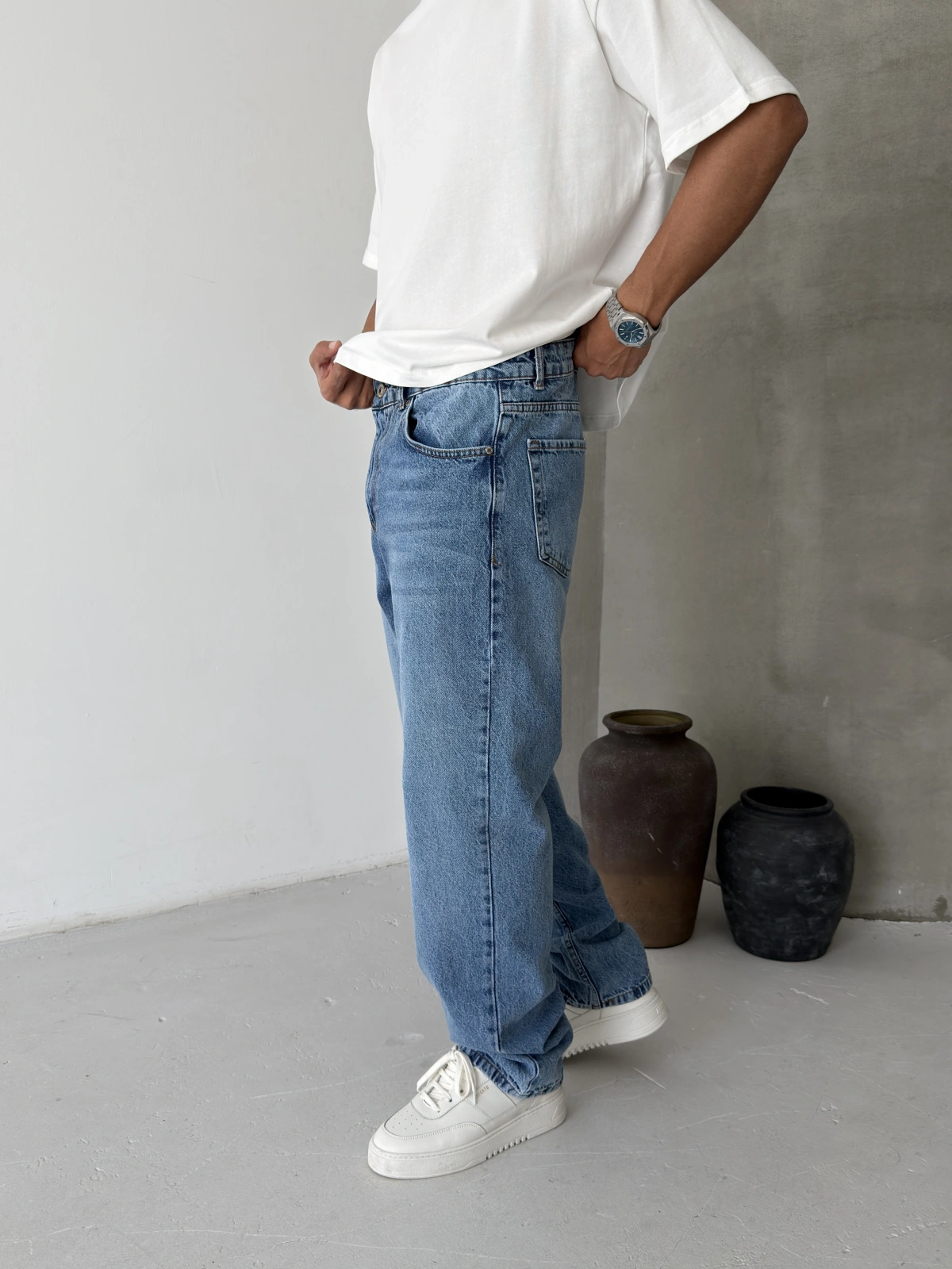 Mavi Dark Blue Bol Kalıp Baggy Jean