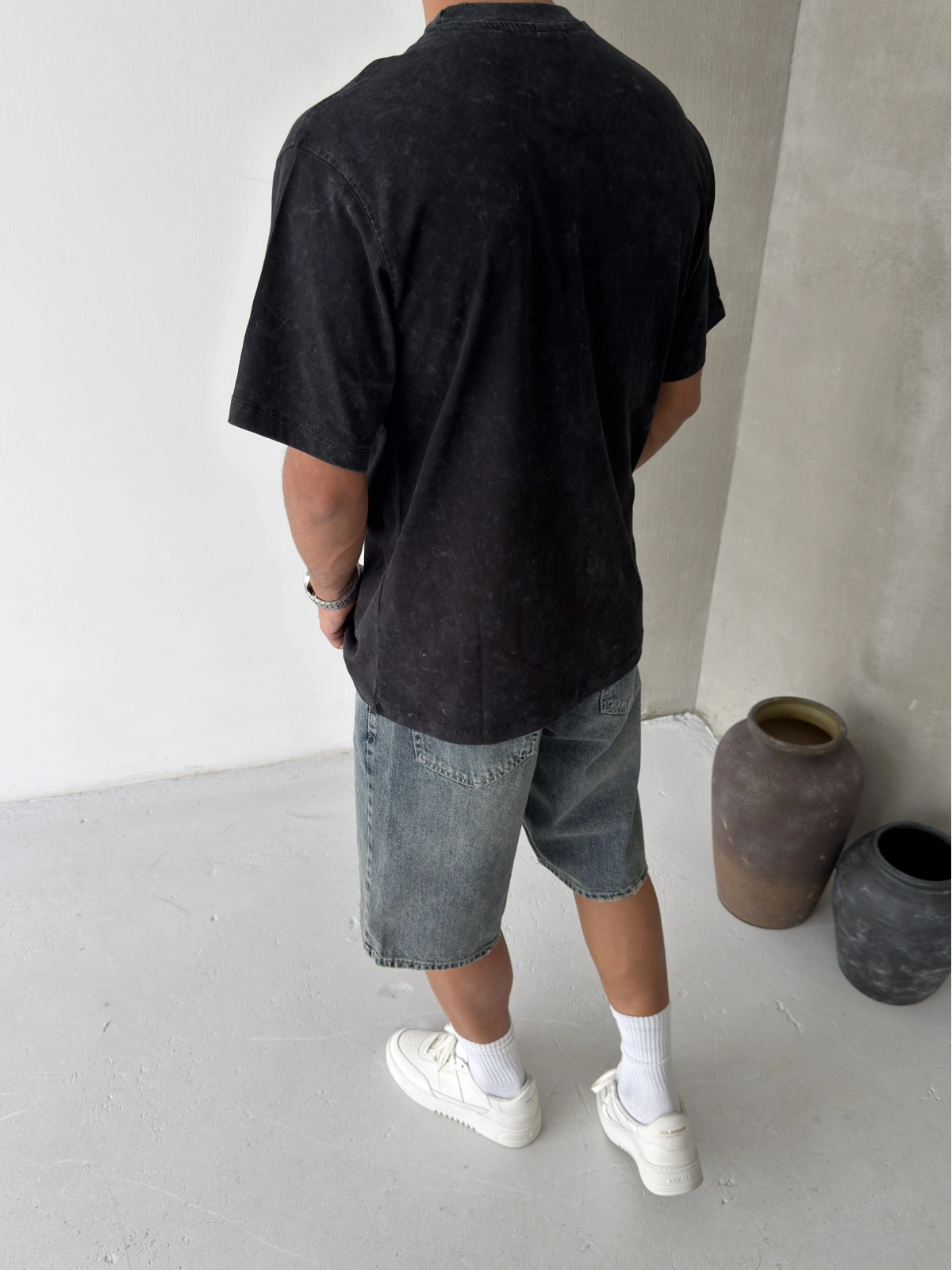 Siyah Yıkamalı Greatness Oversize T-shirt