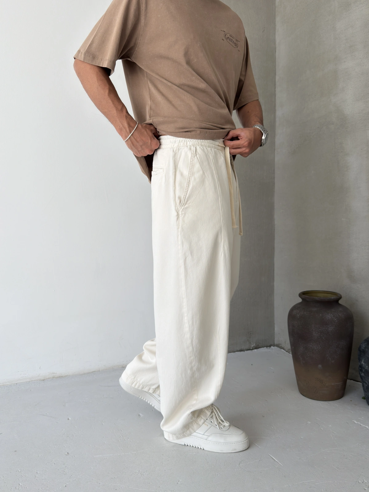 Krem Premium Pileli Süper Baggy
